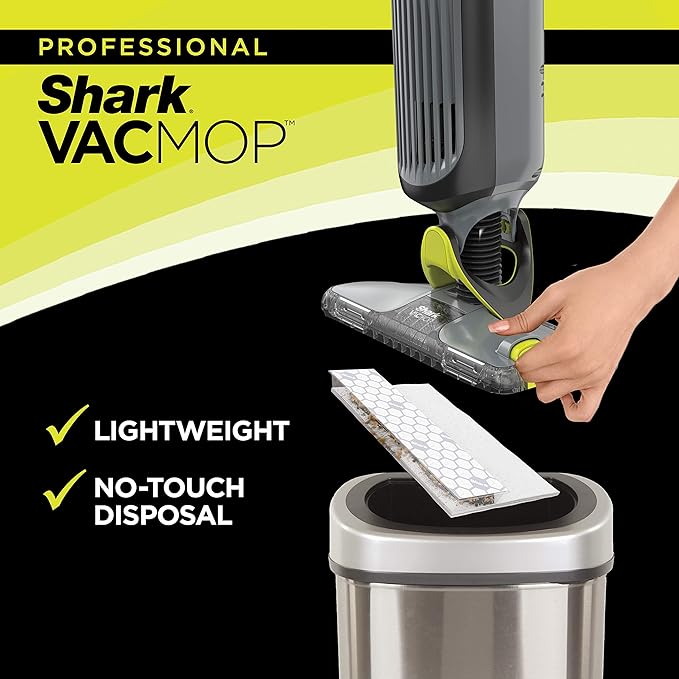 Shark VM252P10 VACMOP Pro Cordless Hard Floor Vacuum Mop with LED Headlights 12 Disposable Pads &amp 12 oz. Cleaning Solution Charcoal Gray