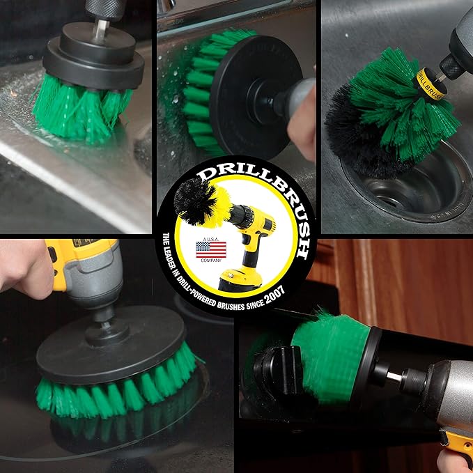 Household Cleaning Electric Spin Scrubber Set - Cast Iron Power Cleaner - Kitchen Cleaning Supplies - Kitchen Scrub Brush Tools for a Cleaner Home - Cast Iron Scrubber - Dish Brush - Wall Scrubbing