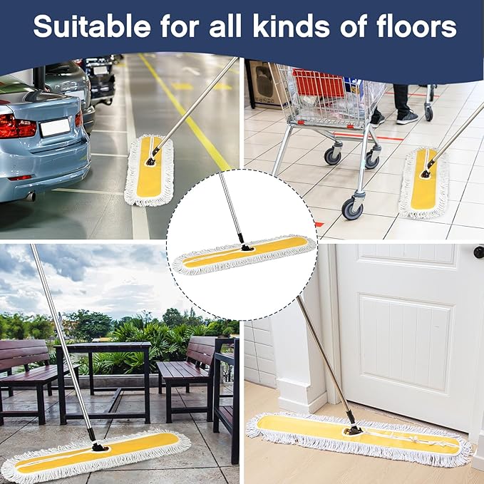 Suclain 2 Pack Dust Mop 43 36 Commercial Dust Mop Floor Sweeper Adjustable Sweeper Mop Dust Mops Industrial Mops Broom with Long Handle for Floor Cleaning Hardwood Tiles Marble Floors(43 Inch)