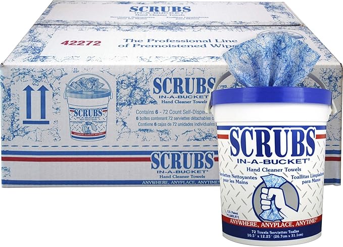 S.C.R.U.B.S. ITW42272CT in-A-Bucket Hand Cleaner Towels 6 / Carton Blue (3 Pack) 42272CT-3 0