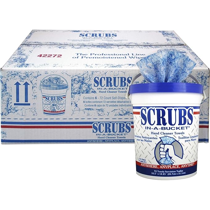 S.C.R.U.B.S. ITW42272CT in-A-Bucket Hand Cleaner Towels 6 / Carton Blue (1-Pack) (42272CT-1)