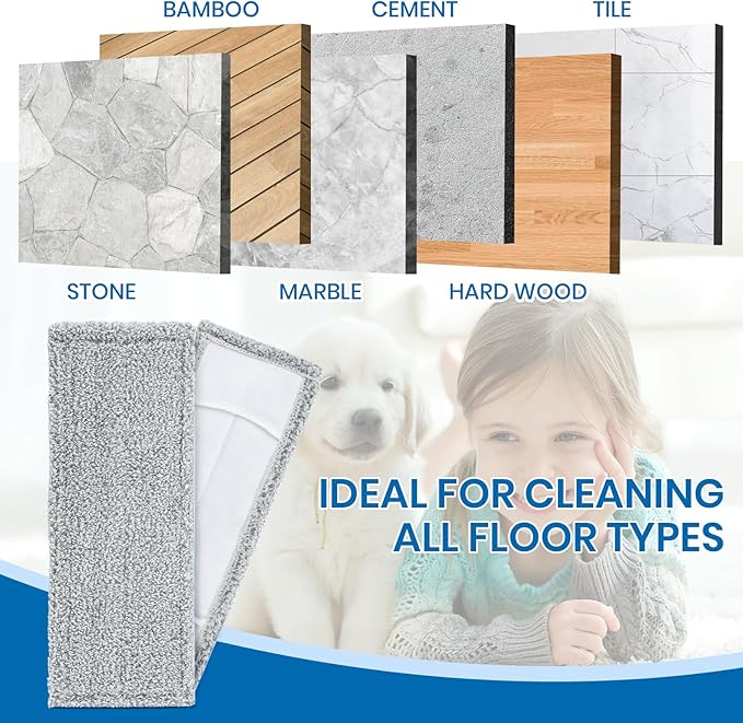Mirofiebr Dust Mop with 3 PCS Washable Mop Pads and Extendable 57” Long Handle Multifunction Floor Mop for HardwoodMarbleLaminateTile Floor Mopping