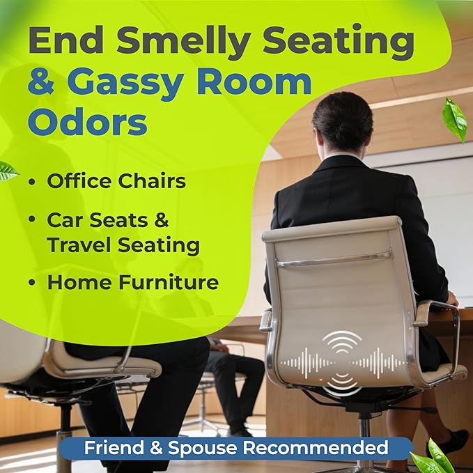 FreshSeatRx 4-Discreet Odor Removal Seat Pads. Orthopedic Seat Cushion Pads Prevent Gassy Seat &amp Room Air Odors. Use Home Office Car Flight Any Seating. Activated Charcoal &amp Carbon Gas Pad