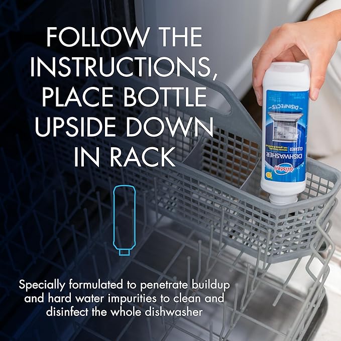 Glisten Dishwasher Cleaner Removes Limescale Rust Buildup and Grease Lemon Scent 12 Ounce Bottle 6-Pack