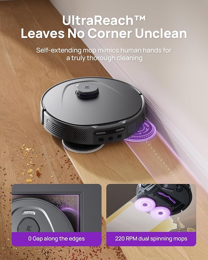 3i P10 Ultra Robot Vacuum and Mop Combo 18000 Pa Suction Self-Emptying Auto-Extending Edge Mopping 140℉ Hot-Water Self-Cleaning LiDAR Navigation Automatic TangleCut for Pet Hair 4 Carpet Modes
