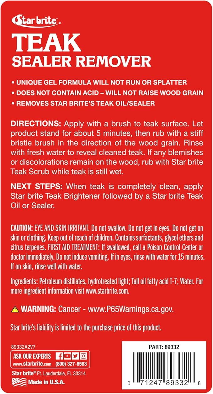 STAR BRITE Gel Teak Cleaner &amp Restorer – Citrus Scent Acid-Free Formula Designed for Use on Teak Surfaces