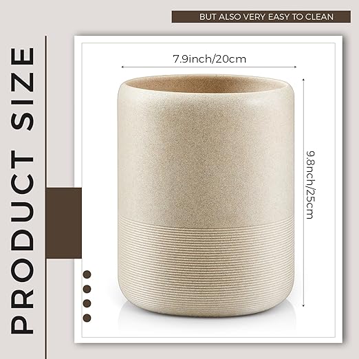 Marsui Resin Wastebasket Round Marble Compact Trash Can Mini 2 Gallons Garbage Bin Gravel Wastepaper Basket for Bathroom Powder Room Kitchen Home Office 7.9 x 9.8 Inch (Gravel)