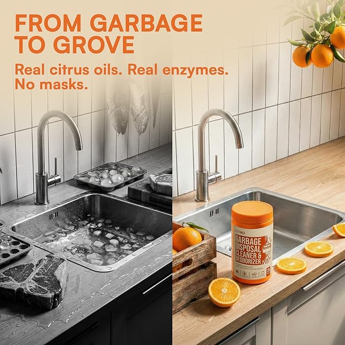 Garbage Disposal Cleaner and Deodorizer Tablets 24-Pack Citrus Foaming Tablets for Garbage Disposal Kitchen Sink and Drain Cleaner Lemon Orange Scent - Garburator Disposer Freshener