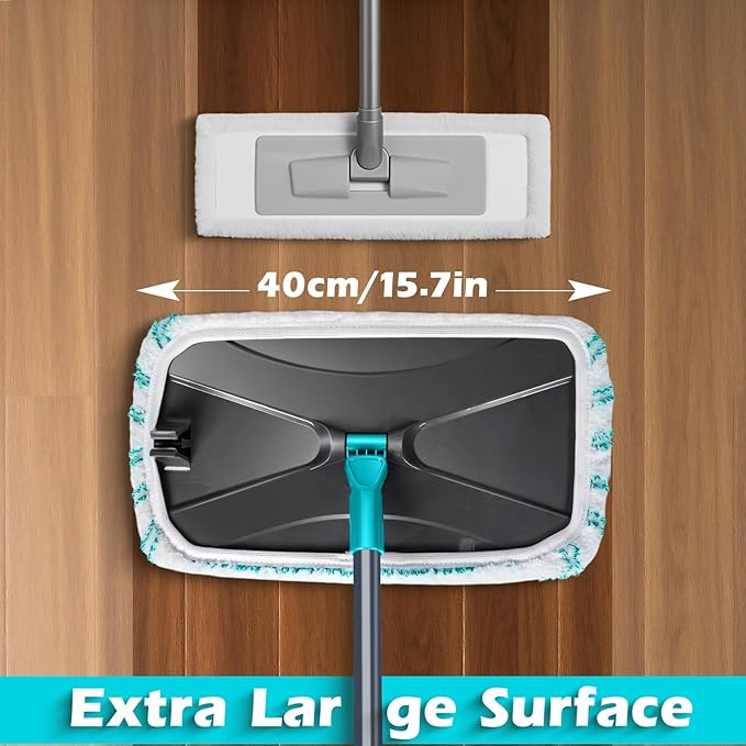 MASTERTOP Microfiber Flat Mop Extra Large Surface Dust Mop with 5 Wet &amp Dry Reusable Pads Hardwood Mops with Telescopic Handle for Laminate Tile Vinyl Floor Cleaning 1 Cleaning Scraper
