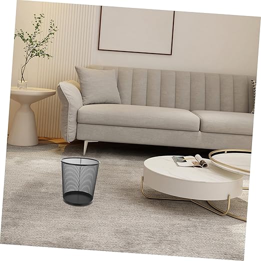 VOSAREA 2pcs Simple Style Metal Trash Container Round Wastebasket for Home Supplies