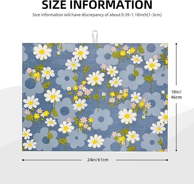 Daisy Flowers Dish Drying Mat for Kitchen Counter 18x24 Microfiber Absorbent Fast Dry Mat 2Pcs Dish Mat Faucet Mats Sets Large Drying Kitchen Mat Kitchen Drying Pad Coffee Bar Decor Gifts