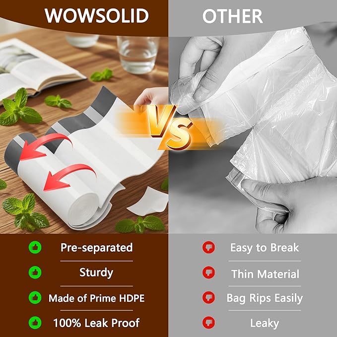 2.6 Gallon Mini Drawstring Trash Bags 360 Count 1.2 Mil Thick Small Garbage Bags by WOWSOLID Fit Liners 7.5-10 Liter 2-3 Gal Trash Can Bin for Bathroom Kitchen Bedroom Office
