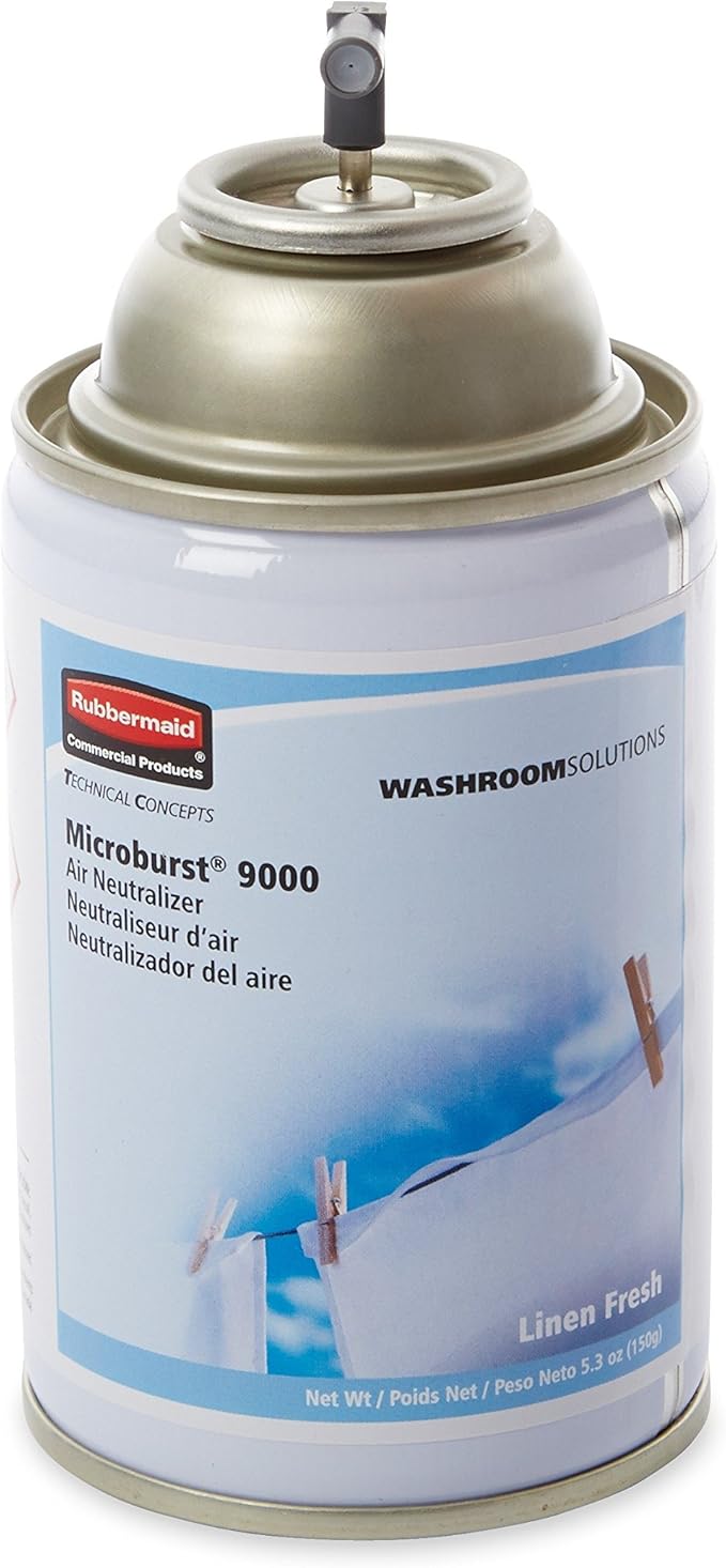 Rubbermaid Commercial Tc Microburst 9000 Air Freshener Refill Linen Fresh 5.3 Oz Aerosol Spray 4/carton