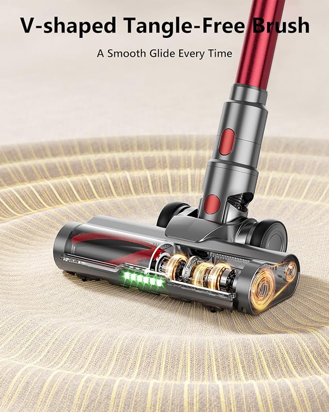 Cordless Vacuum Cleaner 580W 48Kpa 65Mins Vacuum Cleaner for Home Stand-Free Stick Vacuum OLED Display Auto Scrap Dust Tech Lightweight Anti-Tangle Vacuum Cordless for Woodfloor Carpet Pet Hair