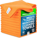 MW Pro Microfiber Cleaning Cloth | Orange | 12 Pack | 16” x 16” | All Purpose Microfiber Towels - Clean Dust Polish Scrub Absorbent