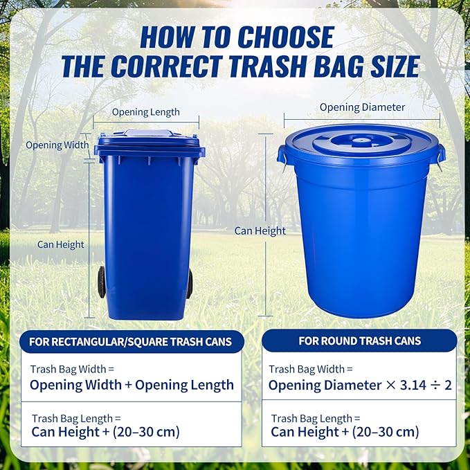 AROIC 55-60 Gallon Trash Bags 120 Count Tear-Free Large Black Garbage Bags 17 Micron Lightweight Black Liners for Kitchen Office Outdoor Lawn and Leaf Bags &amp Daily Use Dry Waste
