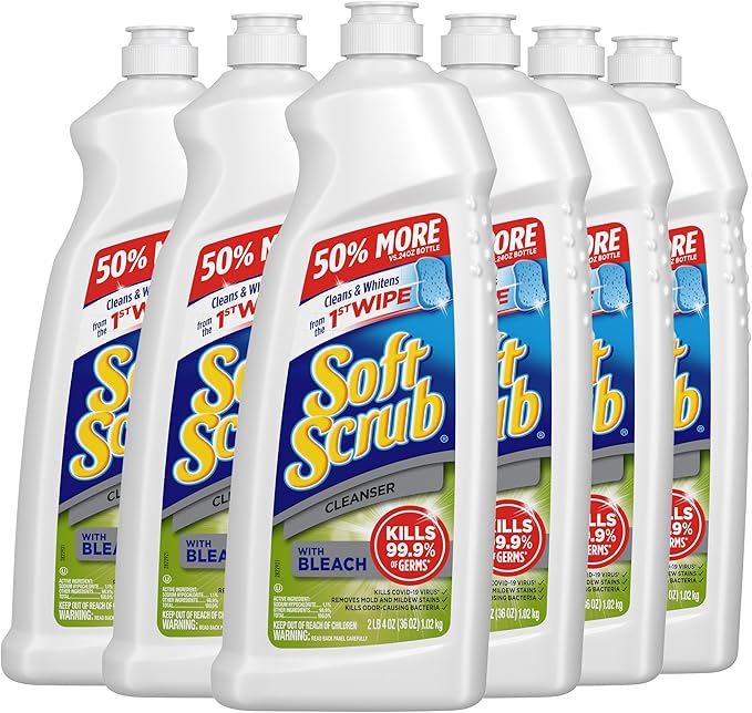 Soft Scrub Antibacterial Cleaner with Bleach Surface Cleanser 36 Ounce (Pack of 6)