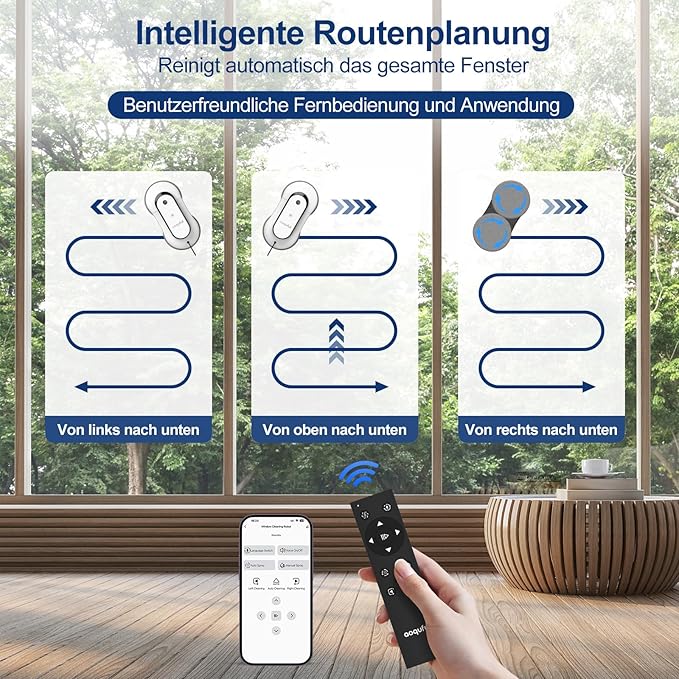 Intelligent Window Cleaning Robot - Electric Window Cleaner with Dual Water Spray Remote &amp App Control Suitable for Interior &amp Exterior Windows Includes 12 Cloths White