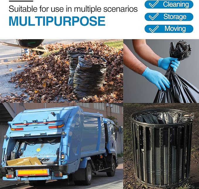 Charmount 55 Gallon Trash Bags1.5 Mil-37x 56 W/Ties Black Large Heavy Duty Garbage Bags for Outdoor Yard Work Lawn &amp Leaf Bags 30 Count