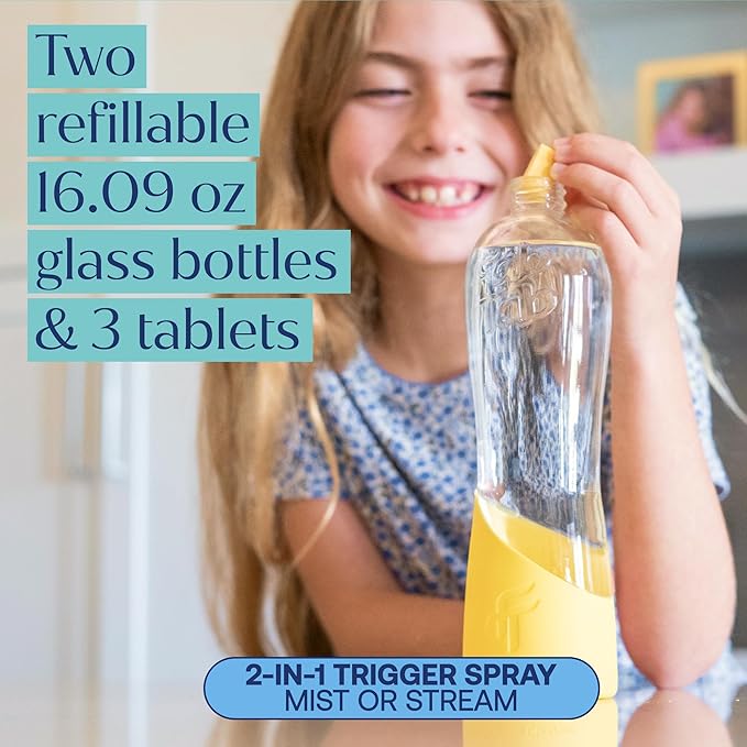 Fab Tab Tablet Cleaner Multi-Purpose &amp Bathrom Cleaner for Eco-Concious Cleaning Non Harmful &amp Chemical-Free Formula Convenient Refills with 2 Glass Bottles Luxury Hotel Scent (6 Refill Ta