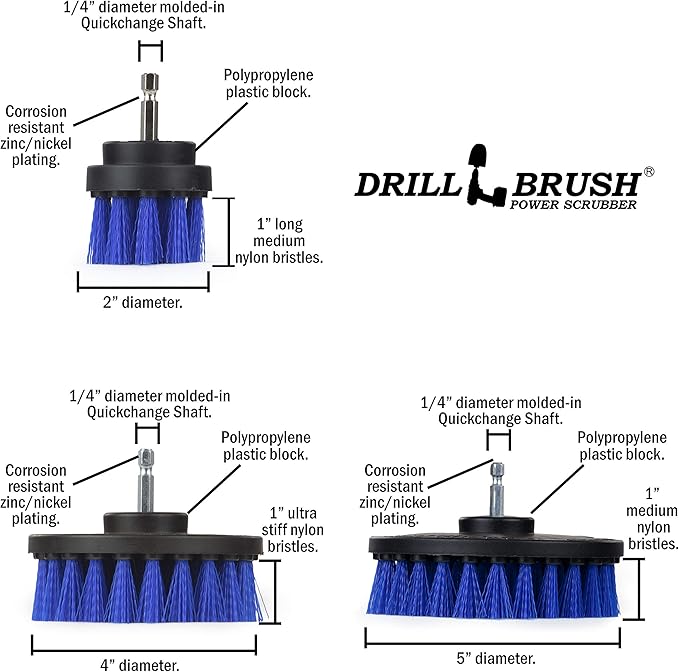 Kayak - Canoe - Yacht - Raft - Drill Brush - Boat Accessories - Fiberglass - Hull Cleaner - Cleaning Supplies - Pond Scum Oil Residue Weeds Barnacles Oxidation - Spin Brush Kit