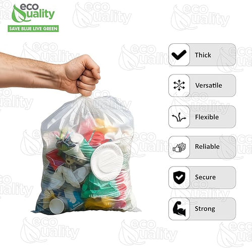 (20 Pack) 35x55 inch Large Heavy Duty Clear Trash Bags - Yard Trash Bags Leaves Lawn and Leaf Bags Recycling Garbage Bags Construction Industrial Bags