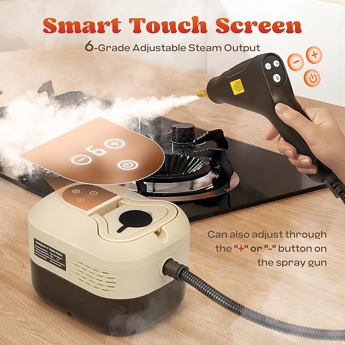 Moongiantgo Handheld Steam Cleaner Portable High Pressure Steamer for Cleaning for Home Kitchen Bathroom Pressurized Cleaning Machine for Car Detailing Grout Tile 1200ml Water Tank with Outlet