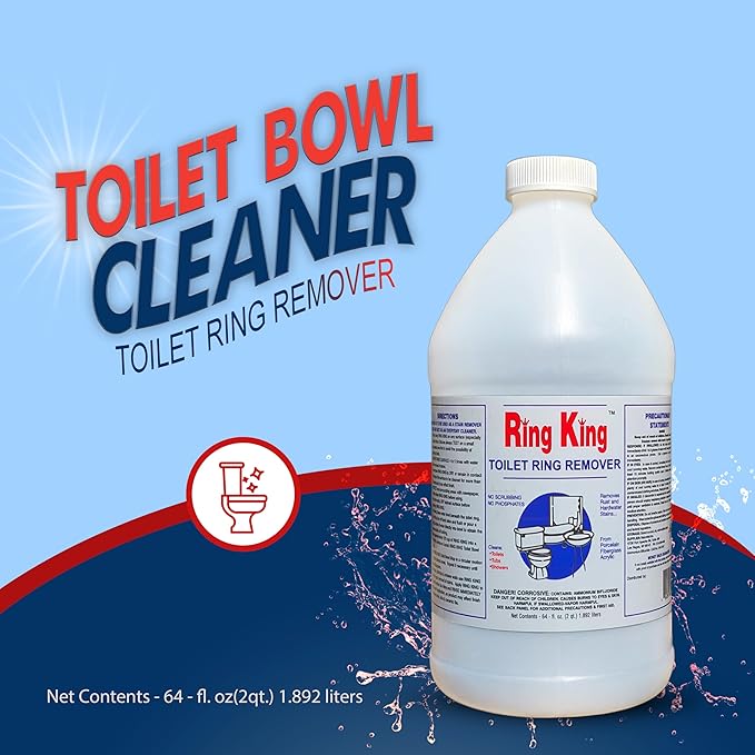 Amazon Brand - Ring King Toilet Bowl Cleaners | Pack Of 6 Toilet Bowl Cleaner Liquid 64oz Fast Acting Bathroom Cleaner For Calcium Water Rust Red Clay &amp Lime Stains – No Scrubbing