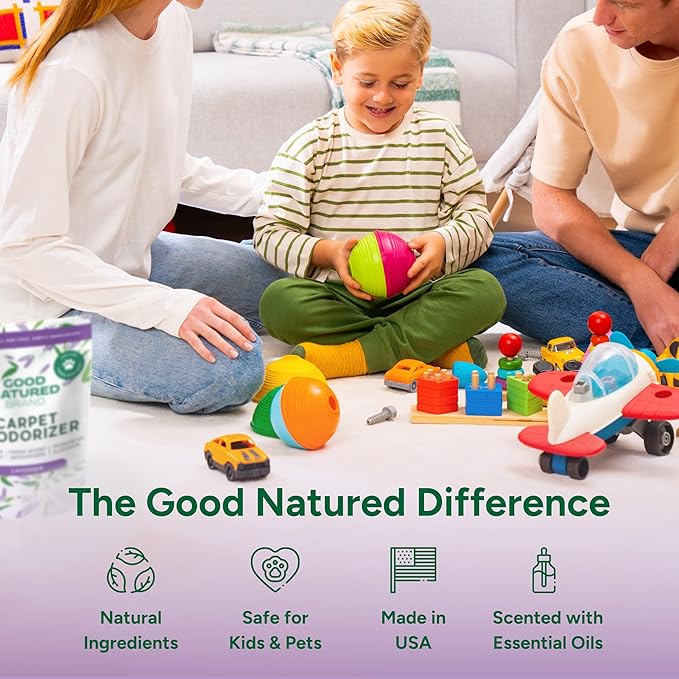 Good Natured Brand | Carpet Deodorizer &amp Freshener Powder | 31 oz Pet Odor Eliminator for Strong Odor &amp Pet Urine | Fresh Natural Lavender Scent | Safe for Homes with Pets