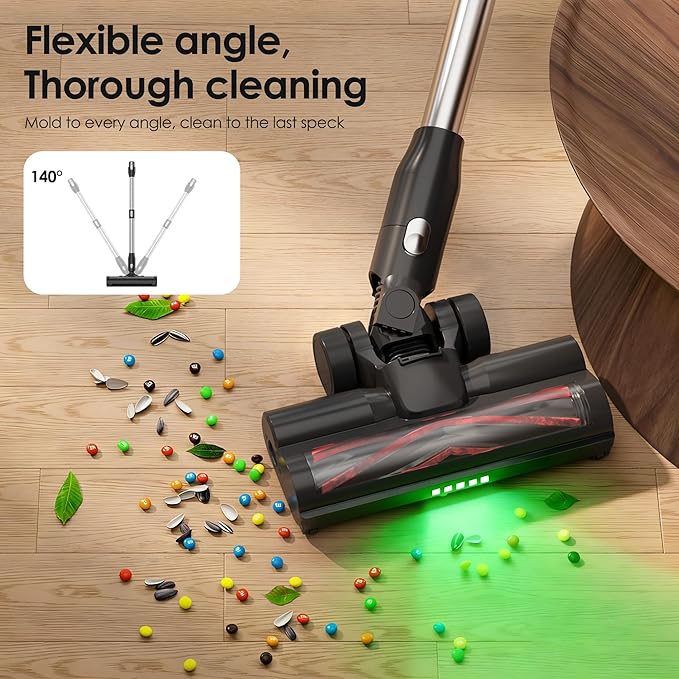 DlandHome Cordless Vacuum Cleaner Portable Rechargeable Stick Vacuum with Auto-Empty System Up to 45 Minutes Anti-Tangle Brush LED Headlights 35KPA Powerful Suction for Home Pet Hair Carpets