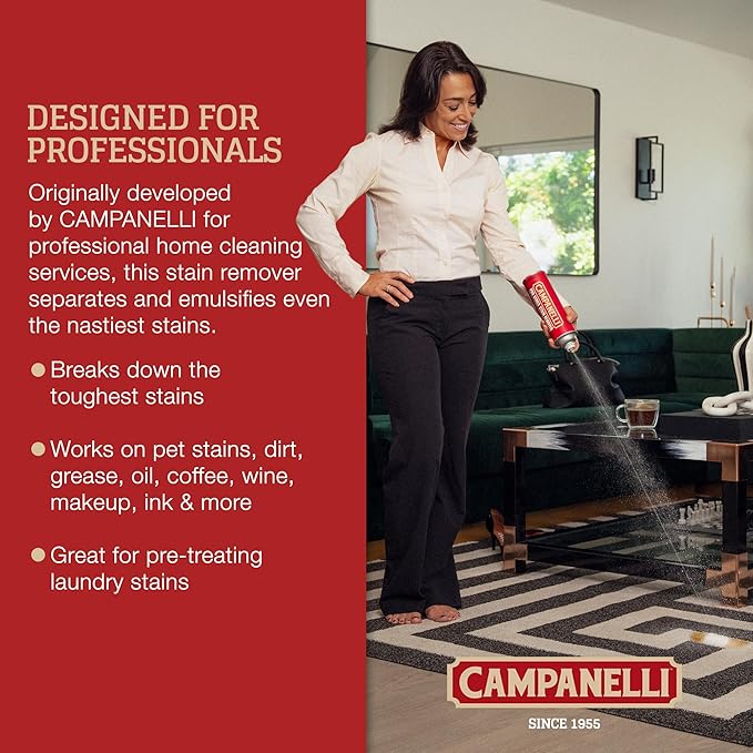 Campanelli Pro Series Stain Remover Point &amp Spray Carpet &amp Upholstery Cleaner for Pet Stains &amp Odors Food Stains Wine Coffee Dirt and More! – 2 Pack (18oz Each)