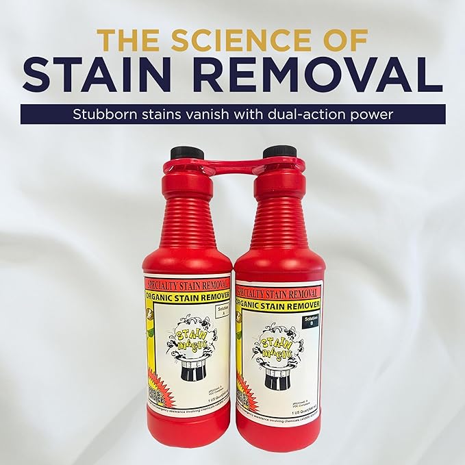 Pro’s Choice Stain Magic Professional Grade Upholstery &amp Carpet Stain Remover for Clothes Laundry &amp Tough Organic Stains Effective Fabric Spot Cleaner for Red Wine Coffee Tea Pet Stains &