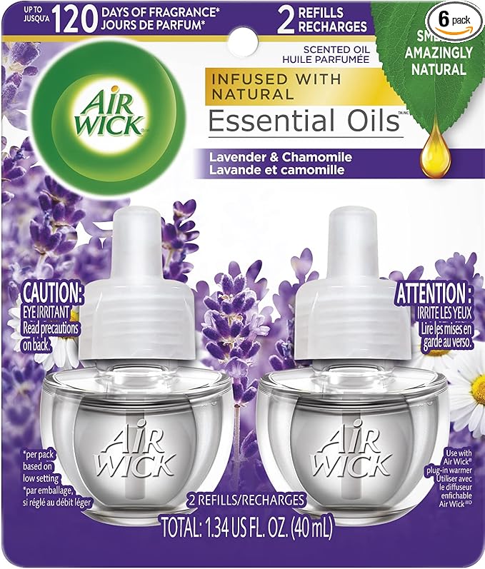Air Wick Plug in Scented Oil Refill 2 ct Lavender and Chamomile Air Freshener Essential Oils