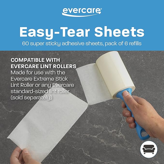 Evercare All Purpose Lint Brush Value Pack - 5 Rollers (300 Sheets Total) Blue