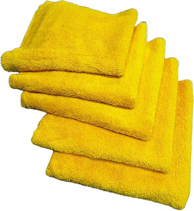 The Jobber 365 Microfiber Detailing Towels Exterior and Interior Use Premium Korean Quality 16x16 inches 365 GSM Yellow 10 Pack