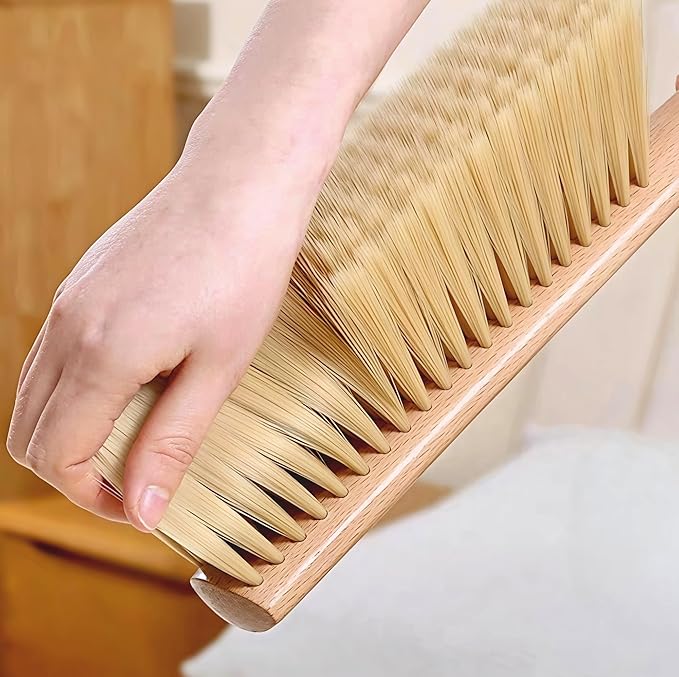 Soft Bristle Hand Brush Wooden Handle for Woodworking Shop Bench Sawdust Removal Non-Scratch 14 Inch Long (2pcs Yellow)