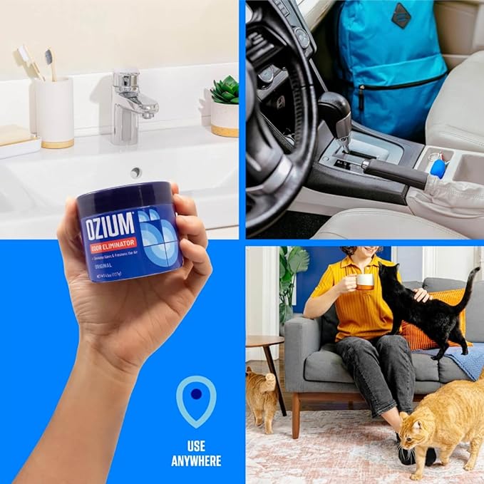 Ozium Air Sanitizer 4.5 oz Gel: Odor Eliminator for Strong Odor Car Air Freshener (Carbon Black 2 Packs)