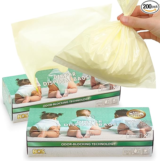 BOS Odor-Sealing Dirty Diaper Trash Bags - Scent &amp Smell Free (Color: Cream Yellow) (Pack of 2)(X-Small)