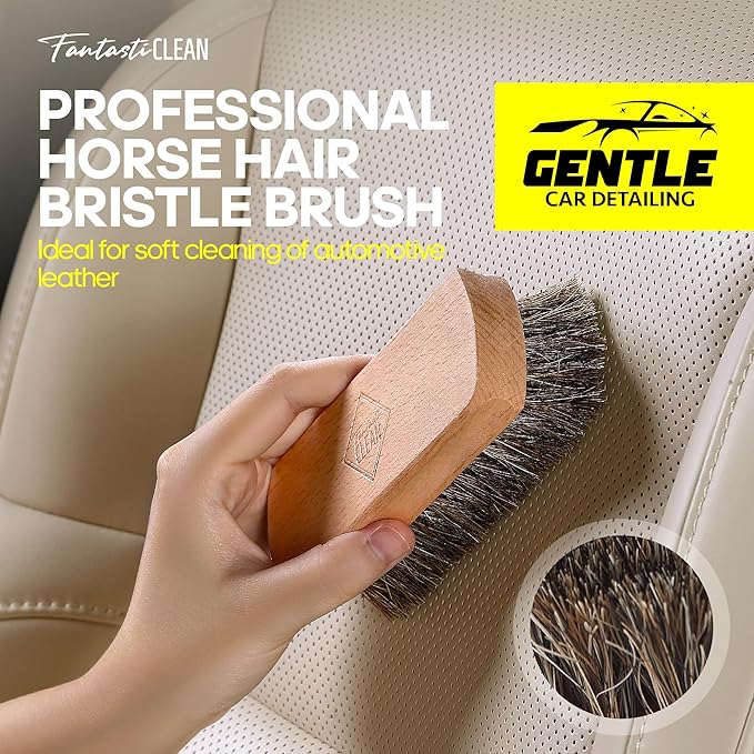 Fantasticlean 9PC Car Detailing KitBoars Hair BrushHorse Hair BristleSuede-Coral ClothCar Dust BrushMicrofiber Towel &amp ApplicatorScratch-Free &amp Ultra-Soft for Leather Seats &amp Interi