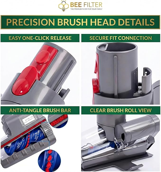 Dyson Mini Motorized Brush Head - Pet Hair Removal Vacuum Attachment for Dyson V7 V8 V10 V11 V15 Vacuum Cleaners Mini Hair Screw Tool for Carpeted Stairs Couch Cushions Upholstery &amp Car Carpet