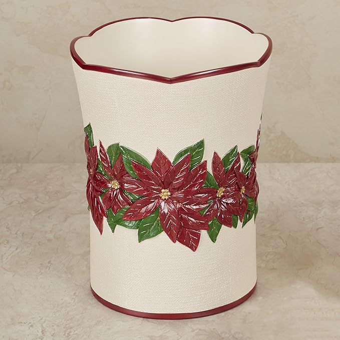 Touch of Class Poinsettia Charm Wastebasket Champagne