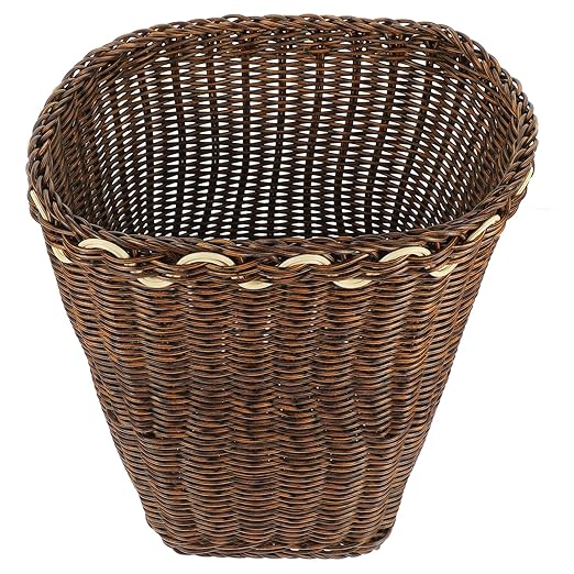 TOYANDONA Woven Waste Basket Rustic Style Desktop Trash Can for Office Bathroom Compact Natural Storage Bin for Recycling and Waste Disposal