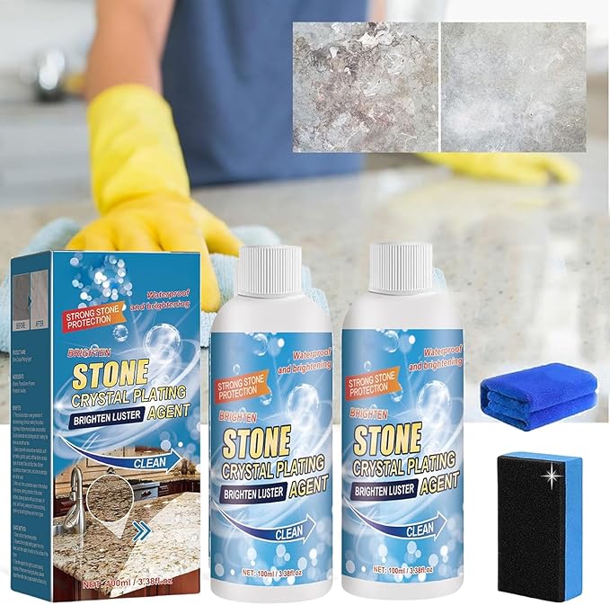 GDSAFS Stone Crystal Plating Agent Stone Stain Remover Crystal Stone &amp Marble Cleaning Agent Effectively Removes Oxidation Rust Stains (2pcs)