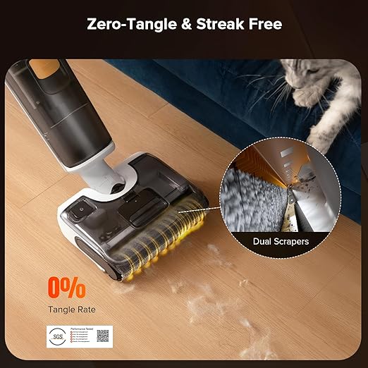 roborock F25 GT Vacuum Mop All in One Wet Dry Vacuum Cleaner Cordless 20000Pa Floor Cleaner Machine for Tile Hardwood Wood Vinyl Floor Edge to Edge Self Cleaning Electric Mop with 180° Lie-Flat