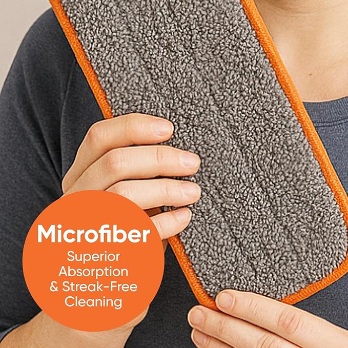 Superio Self-Wringing Microfiber Cleaning Mop with Hands-Free Wringing Blade and Reusable &amp Washable 8 x 4.5 Microfiber Mopping Pad for Home Kitchen Bathroom Streak-Free Cleaning