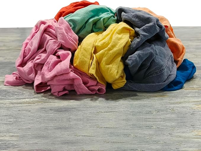 Recycled Color Knit Cleaning Rags (2 x 25 lbs. Compressed Box) – Shop Cloths Bulk for Workshops Mechanics Painters and Home Use Multipurpose Cotton T-Shirt Rags