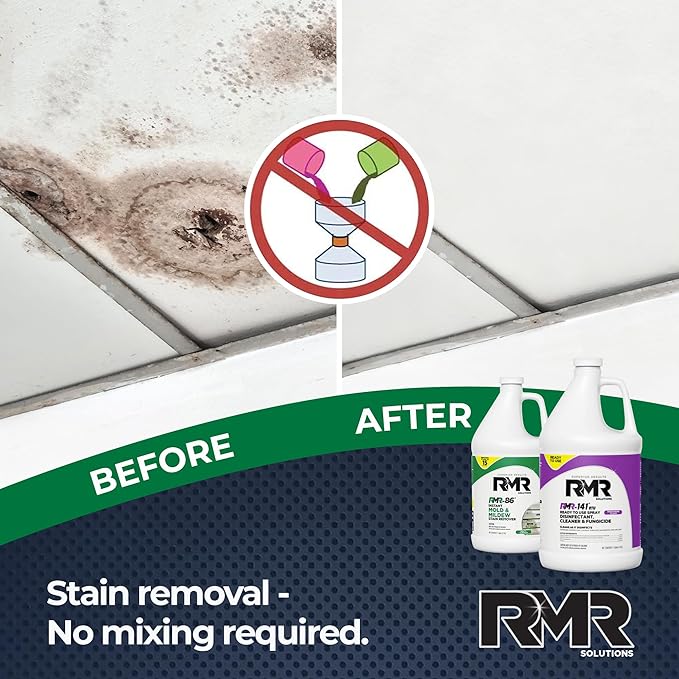 RMR Brands DIY Mold Remover Bundle - Complete Mold Killer &amp Stain Remover Bundle - Mold and Mildew Prevention Kit Disinfectant Spray Includes 2-1 Gallon Bottles