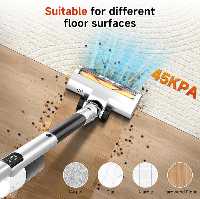 Cordless Stick Vacuum Cleaner with Auto Empty System Self-Charging Base Powerful Suction for Pet Hair on Carpet &amp Hardfloor Lightweight Anti-Tangled Handheld Vacuum HEPA Filtration Black