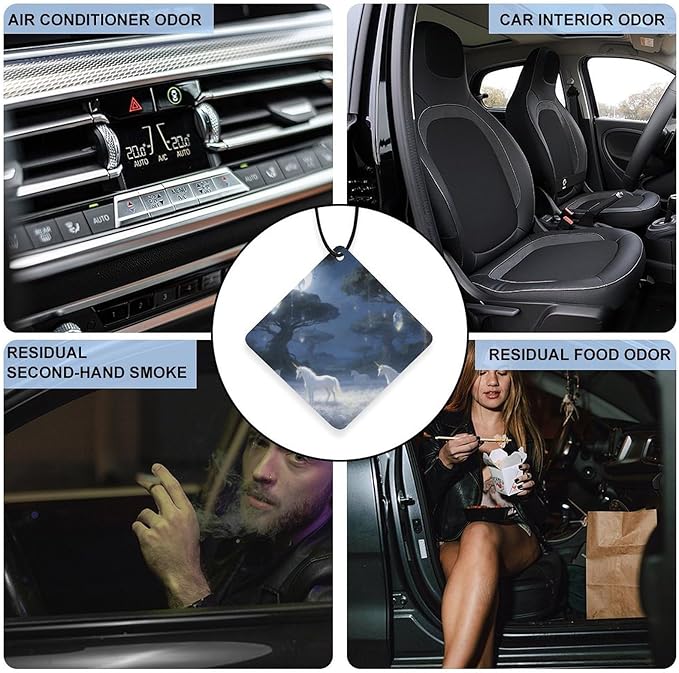 5PCS Car Air Freshener Hanging Personalized Double Sided Unicorn Habitat Car Fresheners Long Lasting New Cars Scents Cute Automotive Freshies for Closets Drawers (tea)