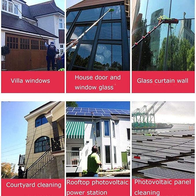 3-11M Window Cleaning Pole Window Cleaner Kit Water/Hose Fed Pole Window Cleaning Brush Equipment Cleaning Photovoltaic and Solar Panels / 6M Rod / 30Cm Brush Head/9.0M